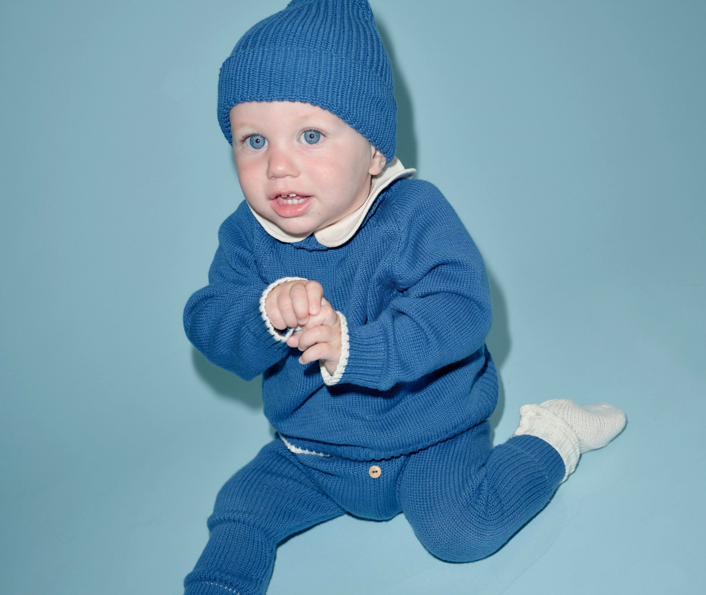 Unisex | Organic Cotton Nordic Knit Trousers | Fjord Blue