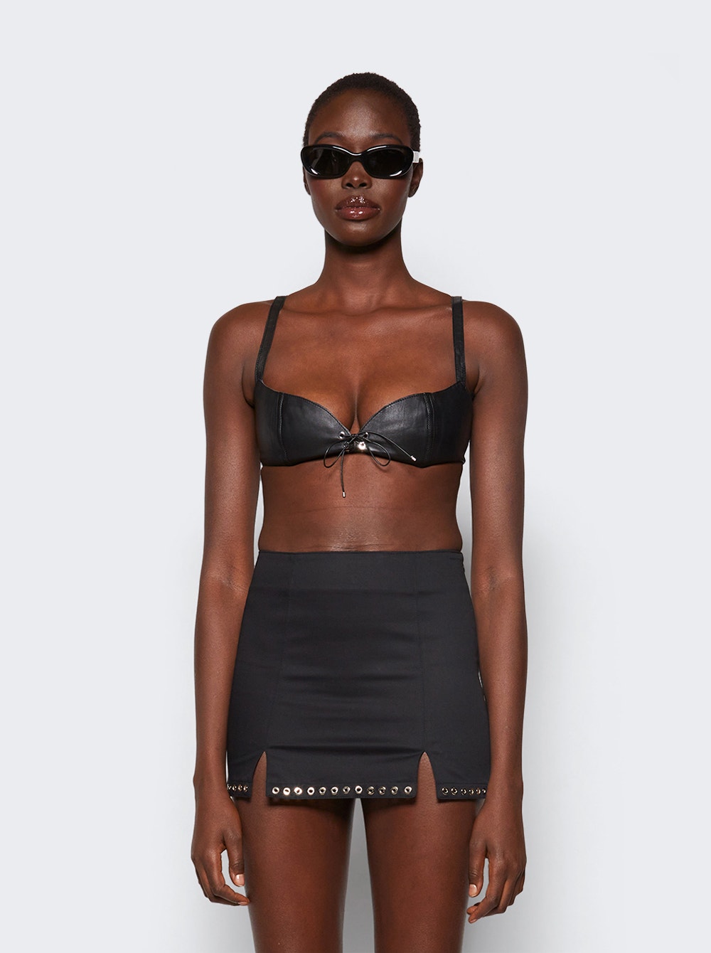 Women | Ludovic De Saint Sernin | Easy Cleavage Leather Bra | Black