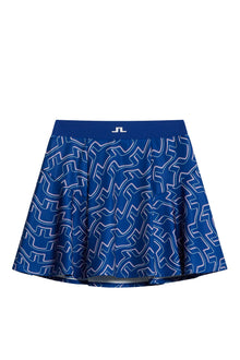 Jane Print Skirt in Outline Bridge Wave Blue by J.Lindeberg