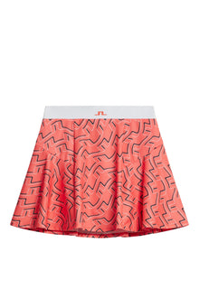 Jane Print Skirt in Outline Bridge Wave Coral by J.Lindeberg