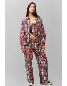 Adrian Patchwork Bomber | Blue Multi Plaid