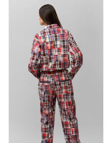 Adrian Patchwork Bomber | Blue Multi Plaid