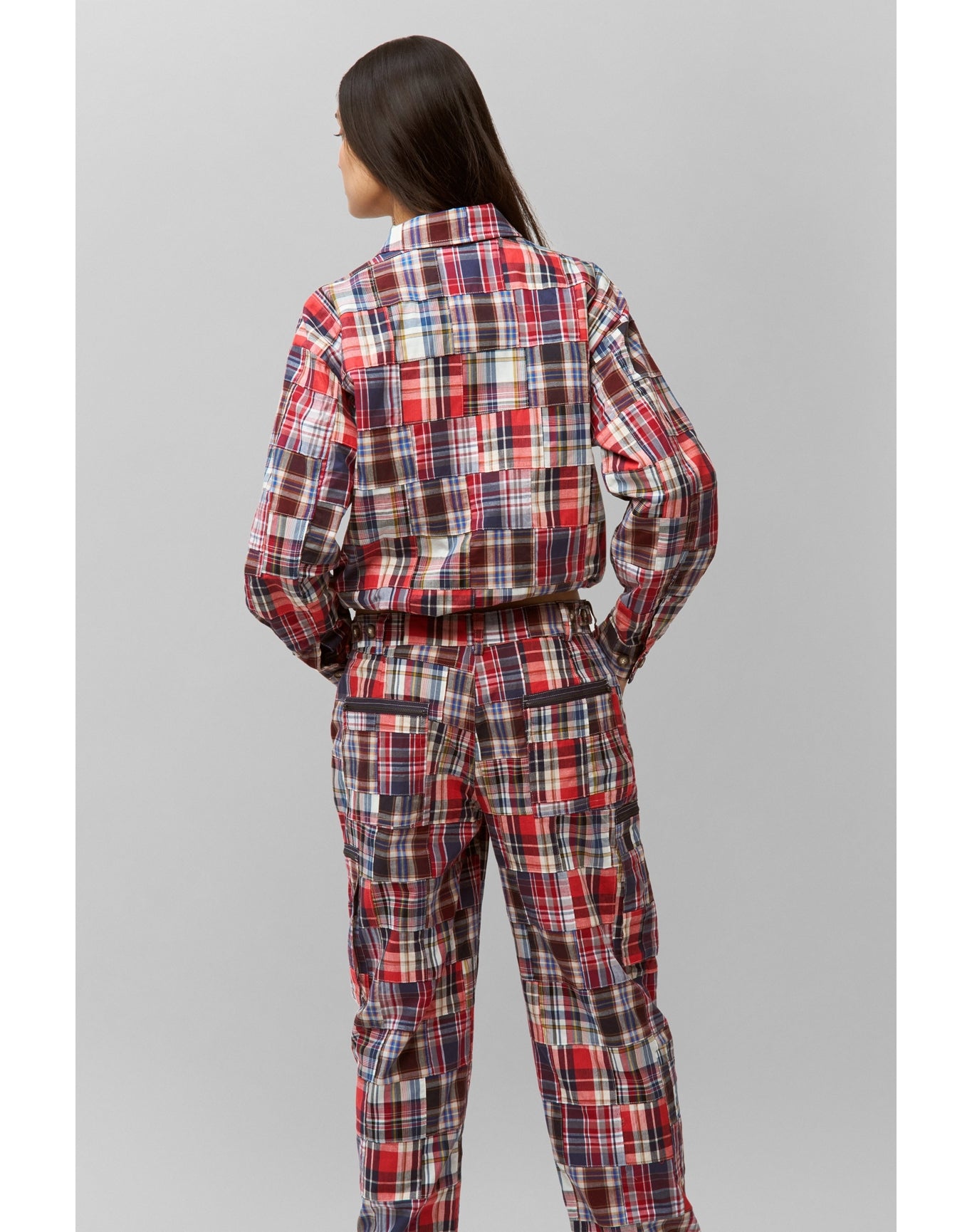 Adrian Patchwork Bomber | Blue Multi Plaid