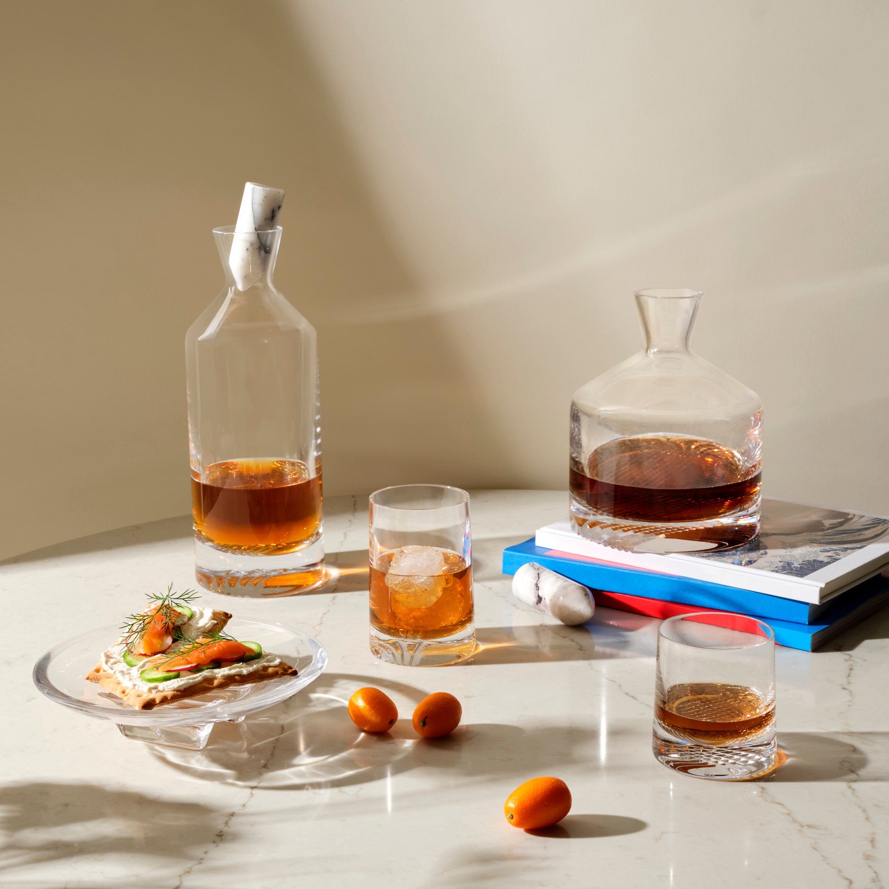 Alba Whisky Bottle - Tall | Clear Crystal/Marble