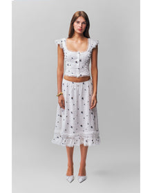 Aletta Skirt | Embroidered White