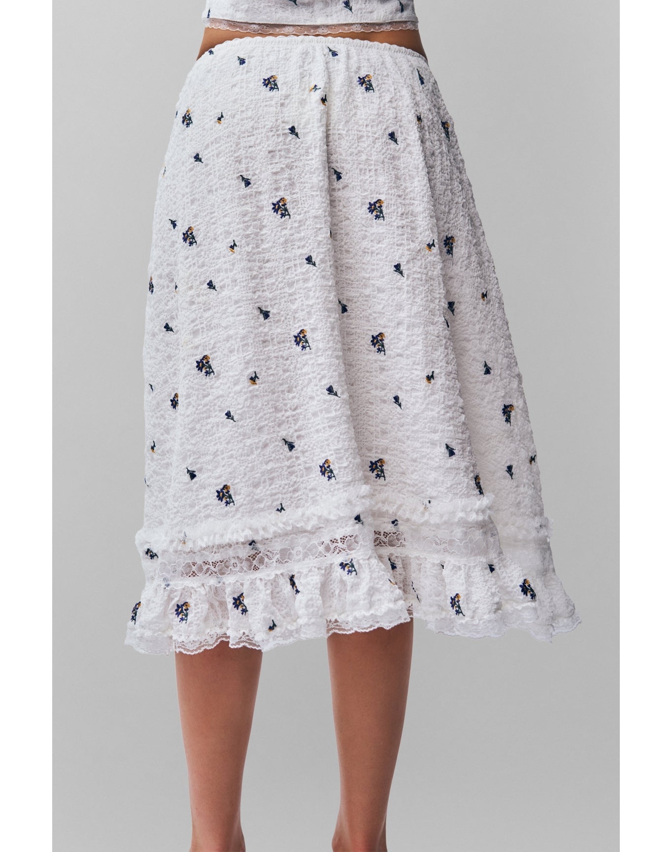 Aletta Skirt | Embroidered White