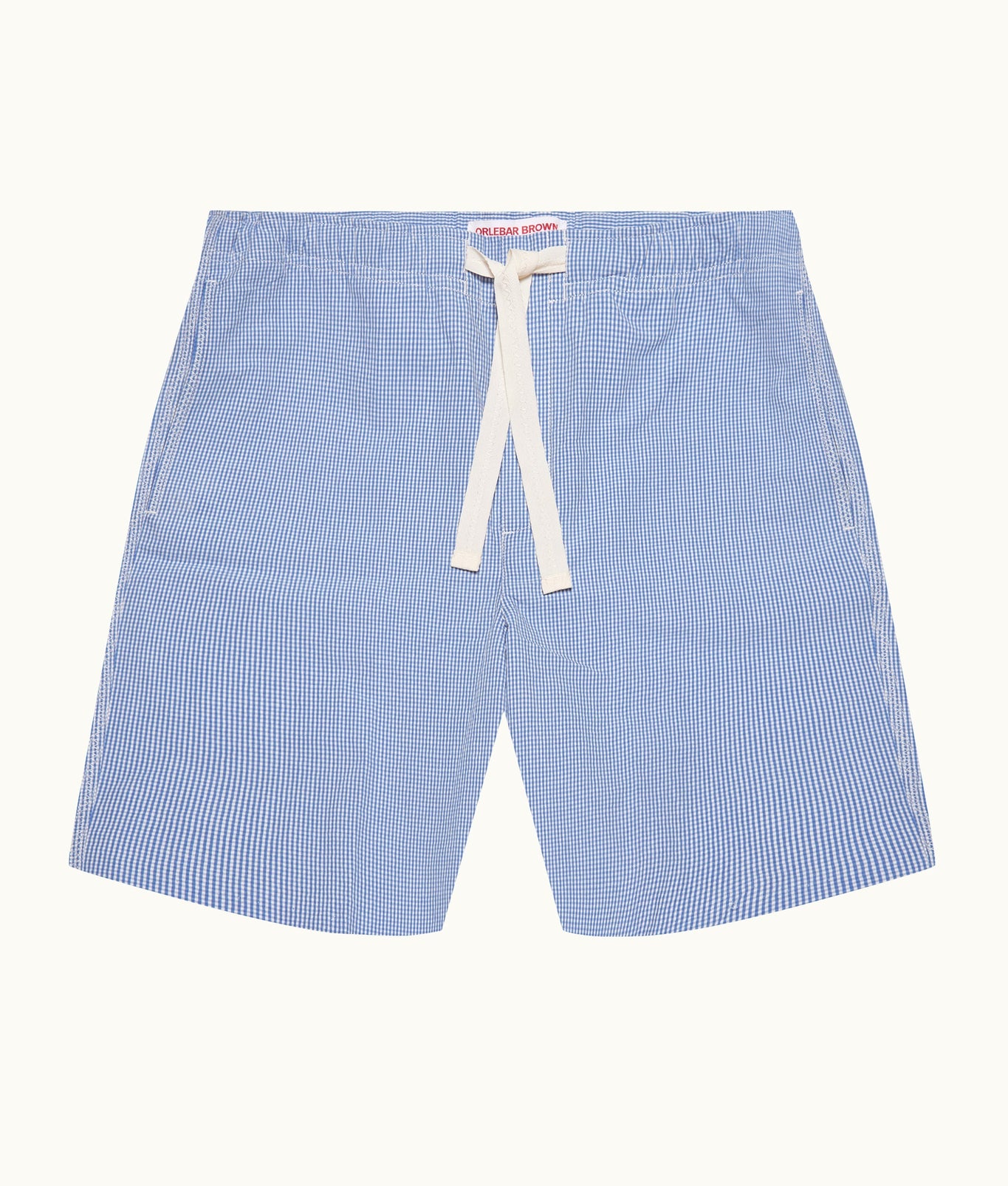 Alex Gingham Relaxed Fit Fine Gingham Drawcord Shorts | Blue/White