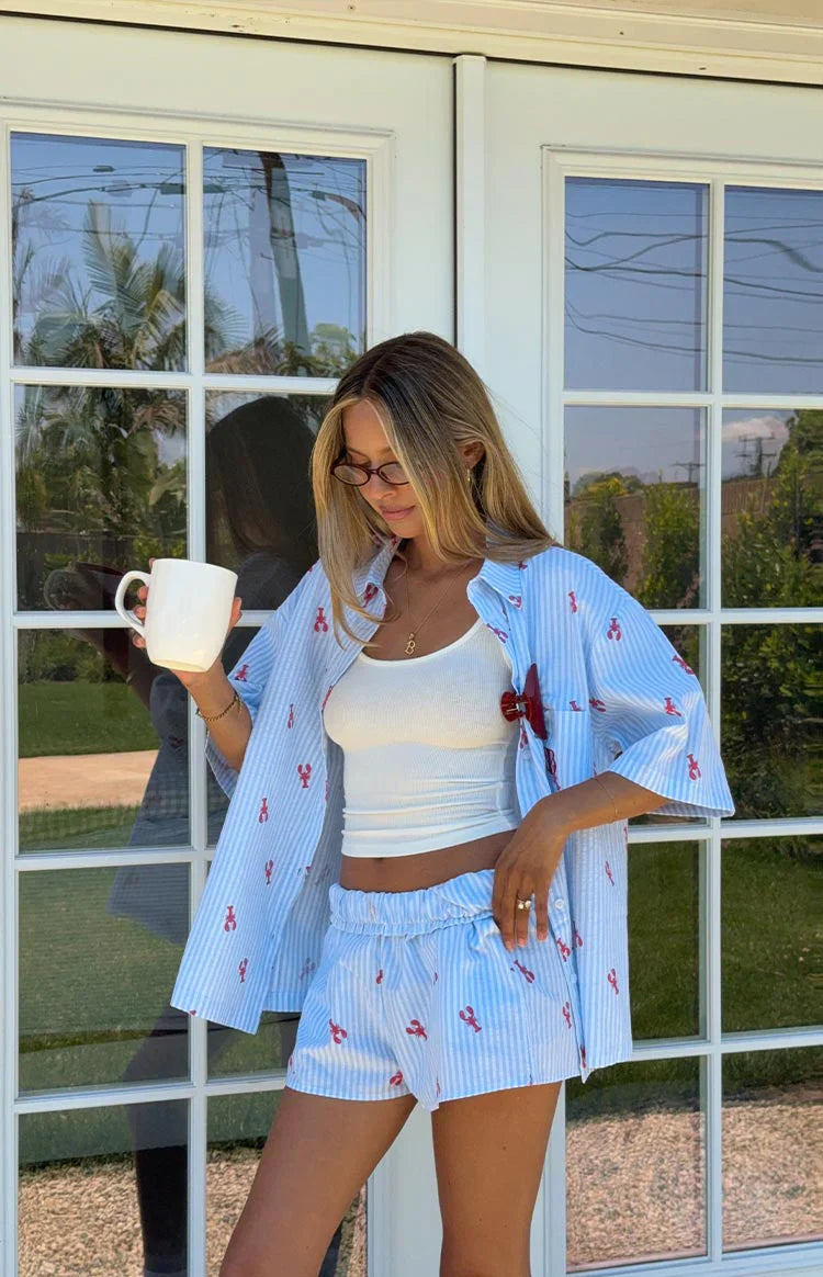 Alexea Pajama Shirt | Lobster Print