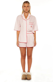 Alexea Stripe Pajama Shorts | Pink