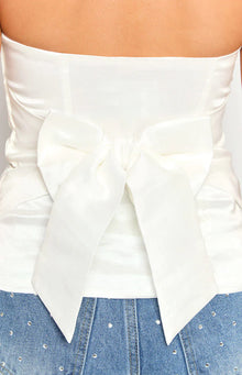 Alix Bow Strapless Top | White