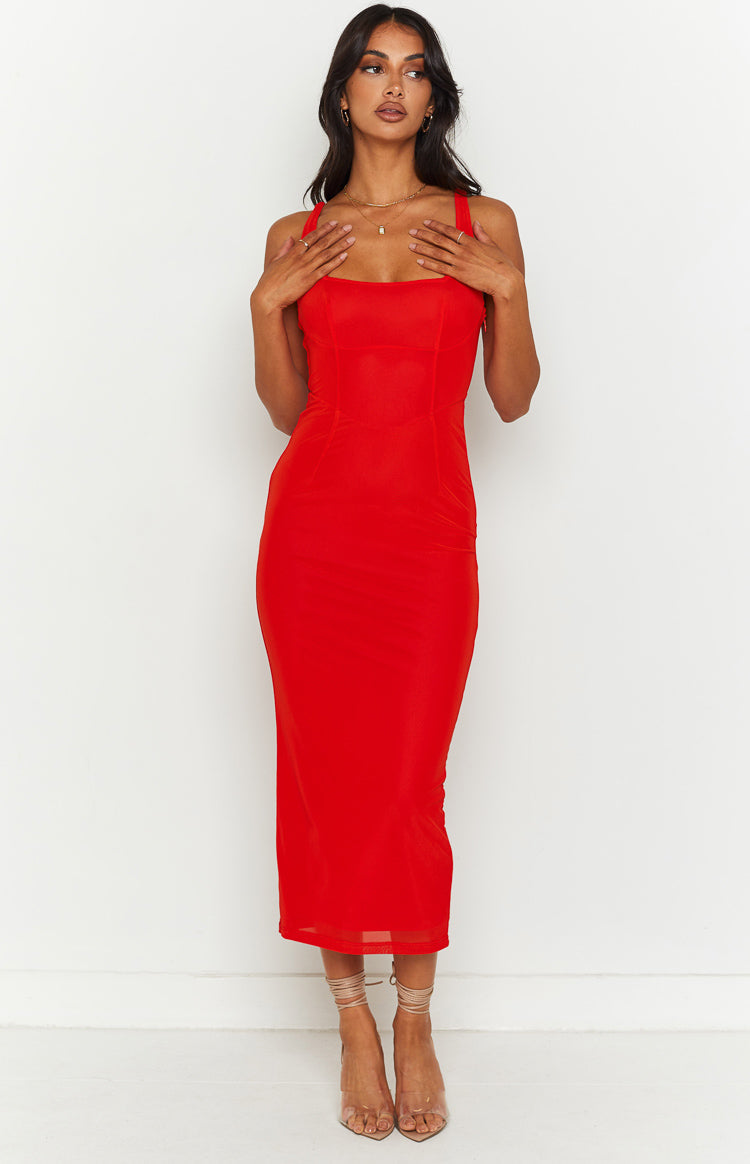 Amber Corset Formal Maxi Dress | Red