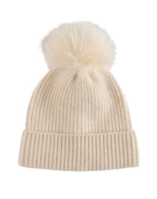 Amicale Cashmere | Women | Chunky Rib Knit Hat | Oatmeal