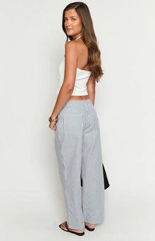 Amity Mid Rise Straight Leg Jeans | Navy Stripe