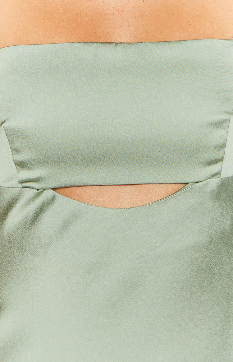 Amour Satin Maxi Dress | Sage