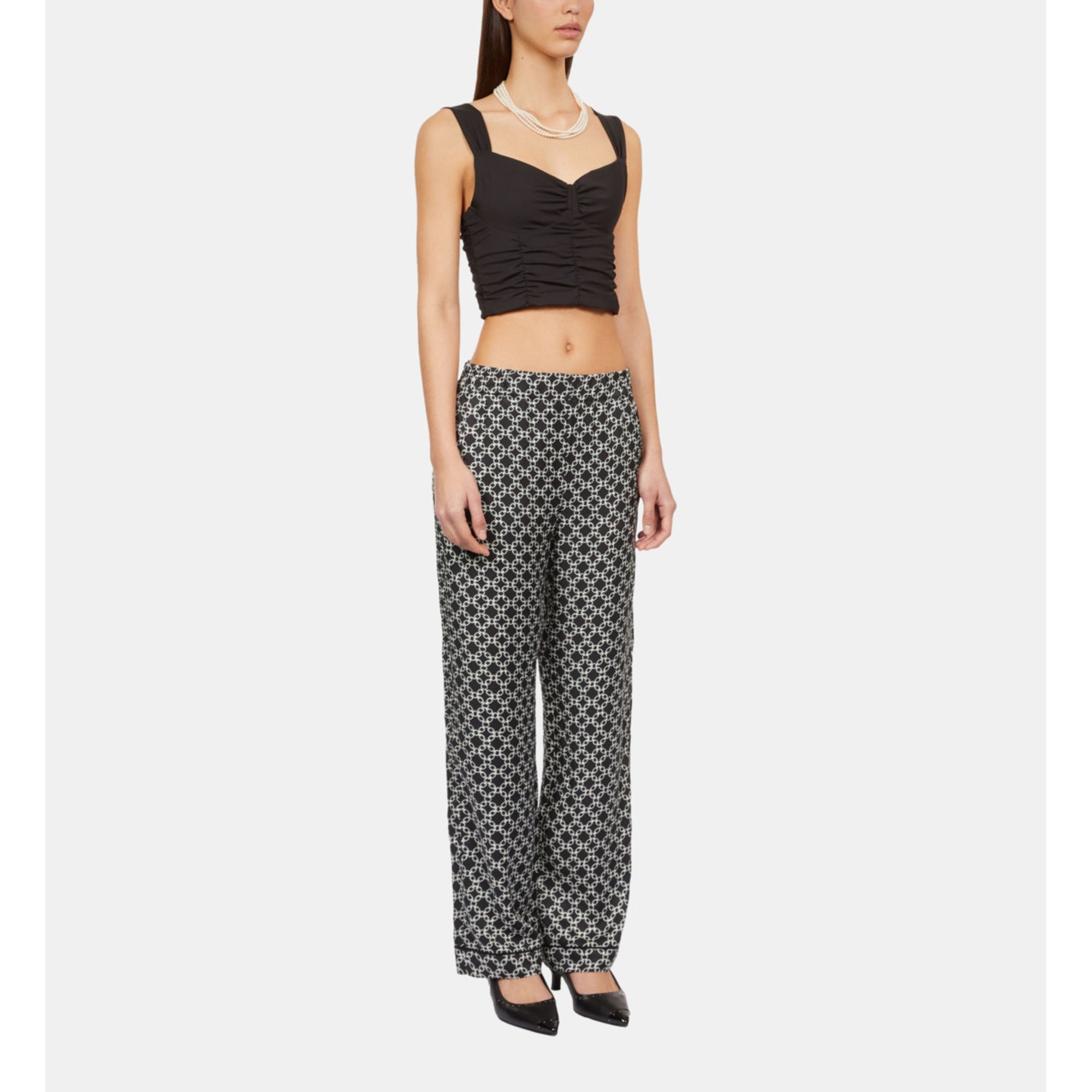 Chain Print Trousers | Women | Black x White