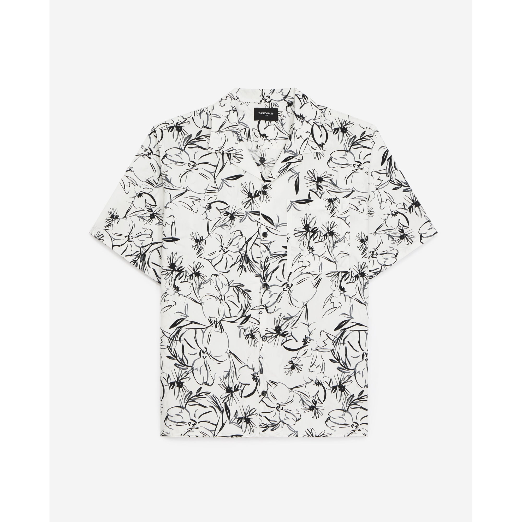 Floral Cotton Shirt | Men | White x Black