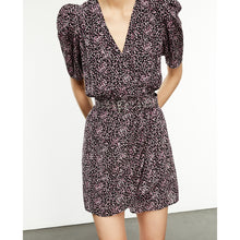 Patterned Wrap Dress | Women | Black x Pink