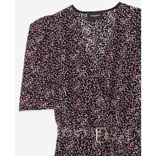 Patterned Wrap Dress | Women | Black x Pink