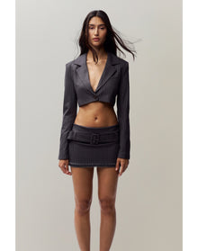 Andra Pinstripe Mini Skirt | Pinstripe Charcoal