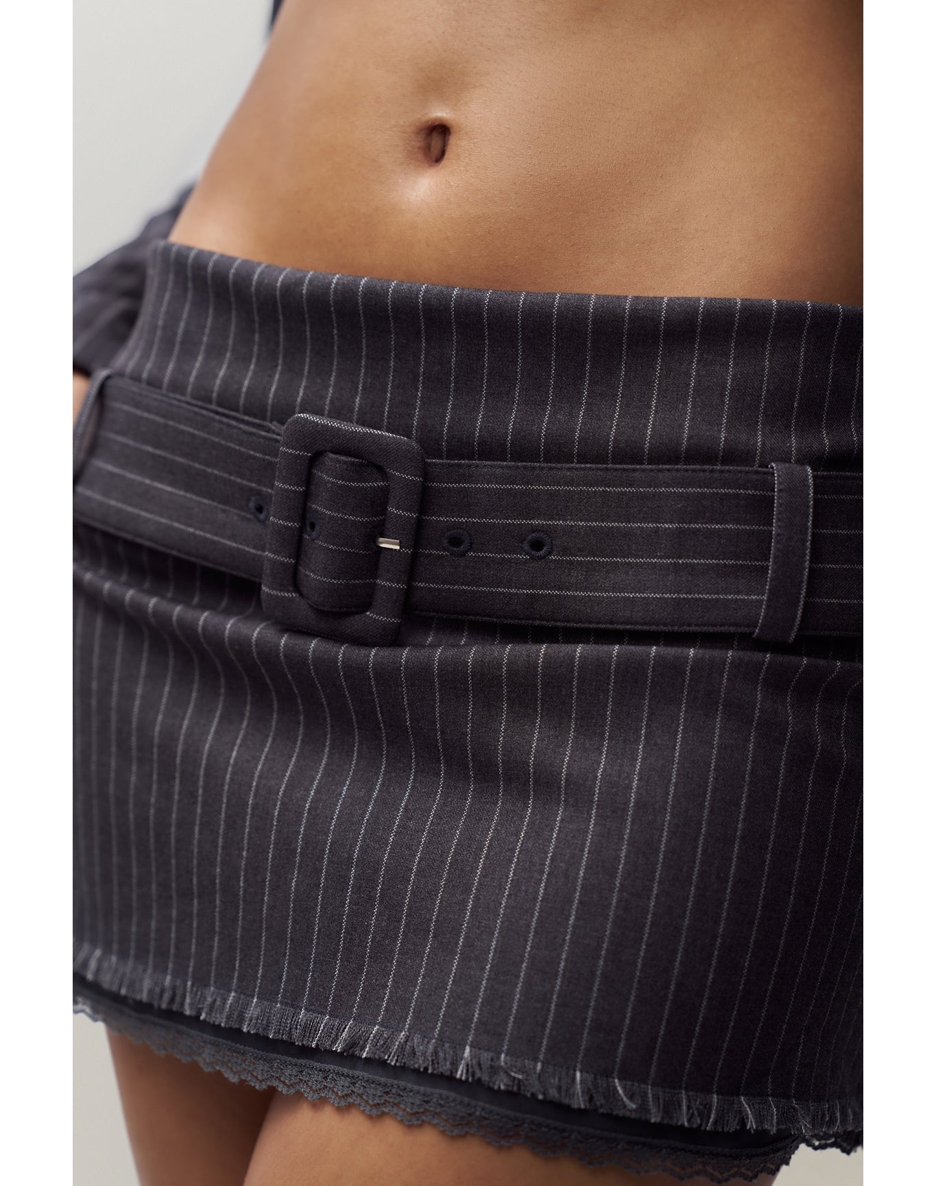 Andra Pinstripe Mini Skirt | Pinstripe Charcoal