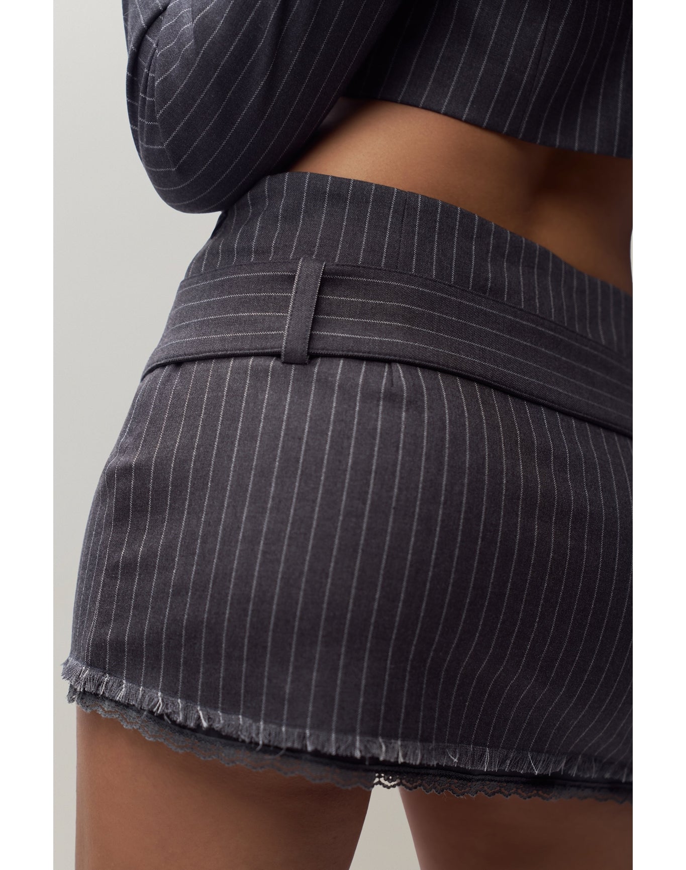 Andra Pinstripe Mini Skirt | Pinstripe Charcoal