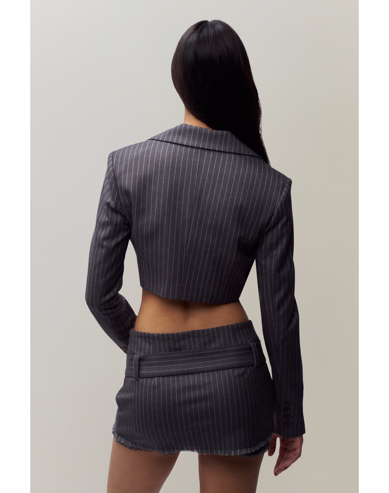 Andra Pinstripe Mini Skirt | Pinstripe Charcoal