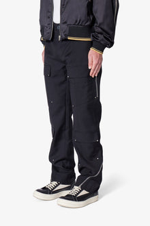 Angled Zip Cargo Pants | Black