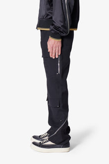 Angled Zip Cargo Pants | Black