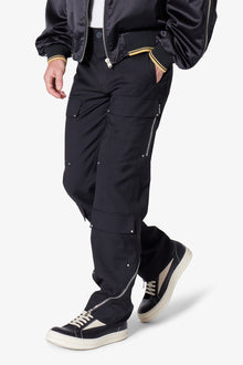Angled Zip Cargo Pants | Black