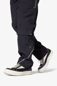Angled Zip Cargo Pants | Black
