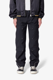 Angled Zip Cargo Pants | Black