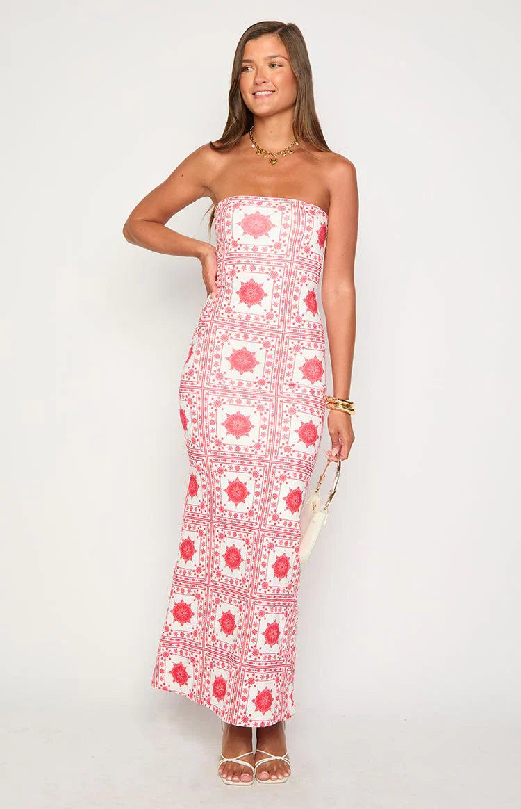 Arizona Tile Print Maxi Dress | Red