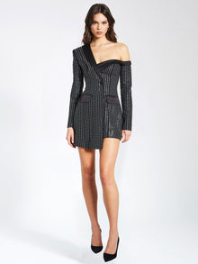 Winifred Rhinestone Crystal Blazer Dress | Black