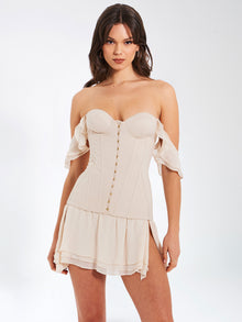 Marica Satin Corset Mini Dress | Beige