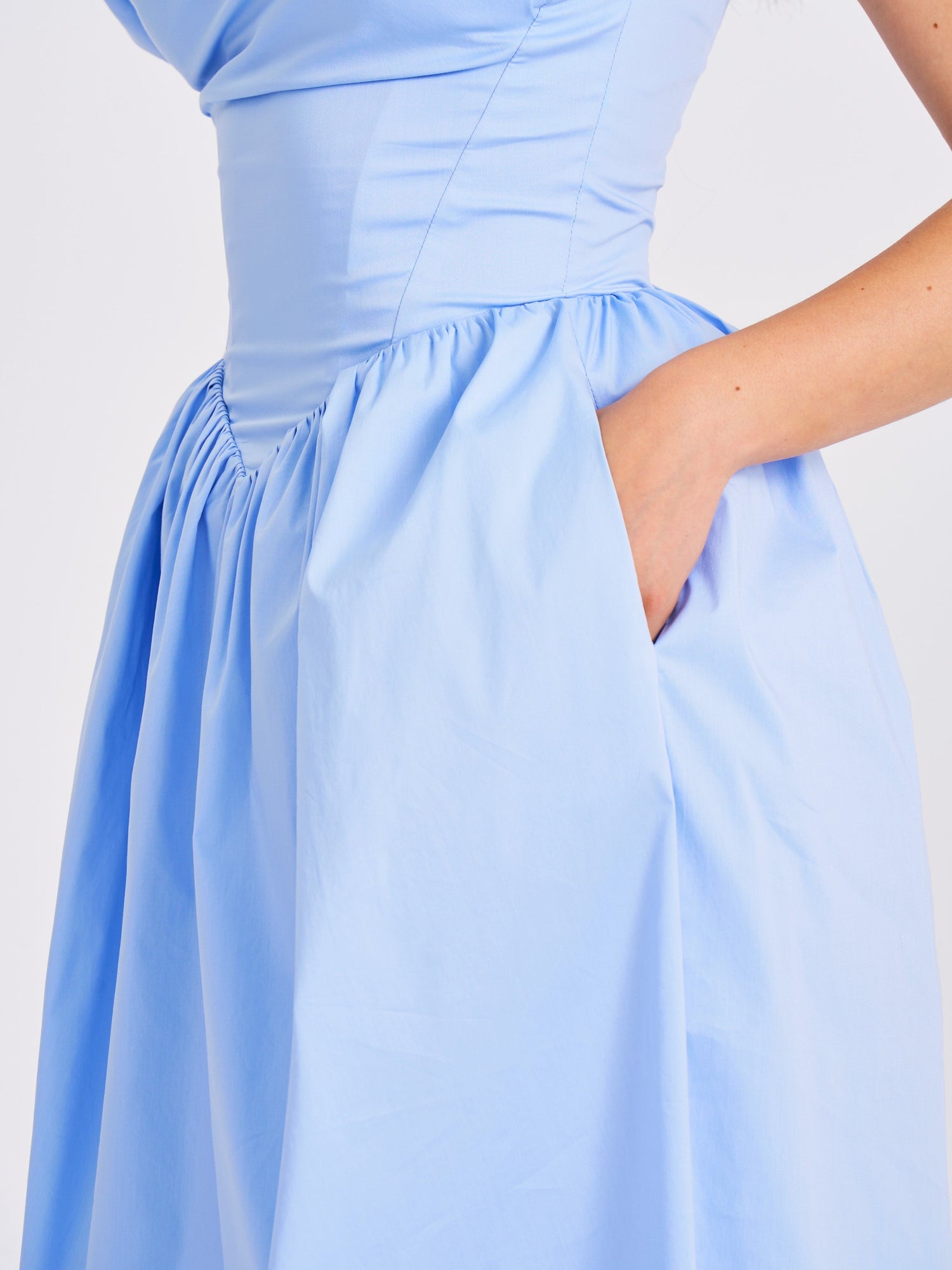 Reina Drop Waist Corset Midi Dress | Blue