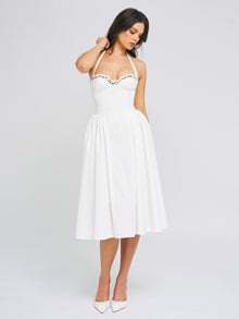 Gianna Embroidered Halter Maxi Dress | White