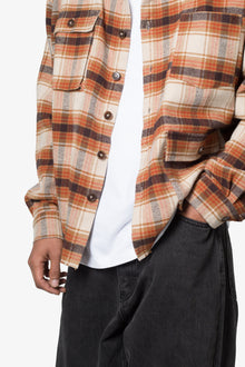 Asymmetrical Pocket Flannel Shirt | Brown