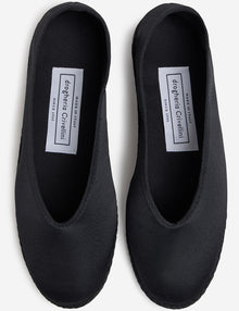 Womens | The Cassio Flat in Duchess Satin | Black