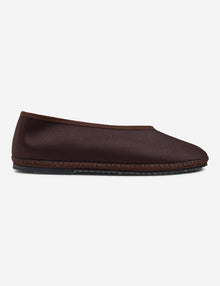 Womens | The Cassio Flat in Heavy Cotton Sateen | Espresso