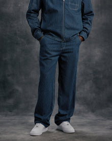Mens | Pinstripe Denim Painter's Pant | Washed Indigo