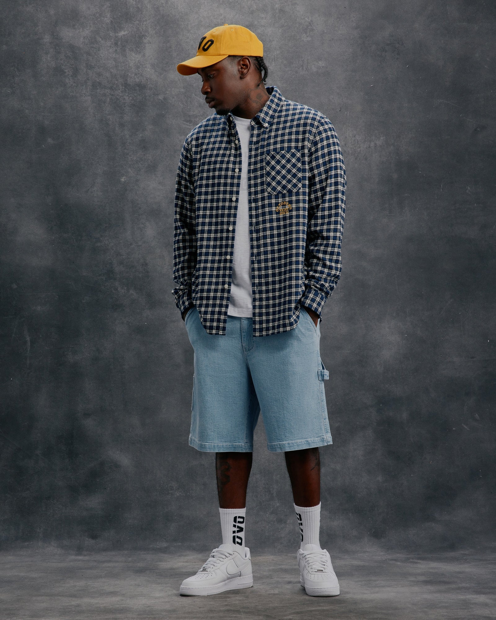 Mens | Plaid Flannel Shirt | Navy/White