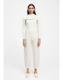 Aurella | Drawstring Poplin Pants | Off White