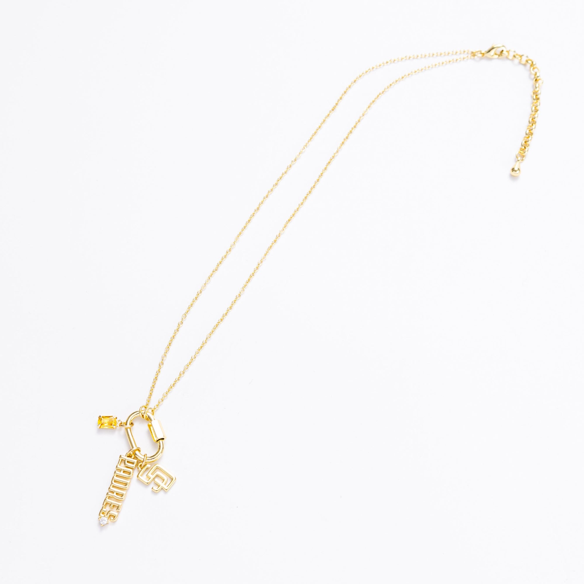 Bijoux Sport by Luv Aj MLB Logo Charm Carabiner Necklace | San Diego Padres | Gold