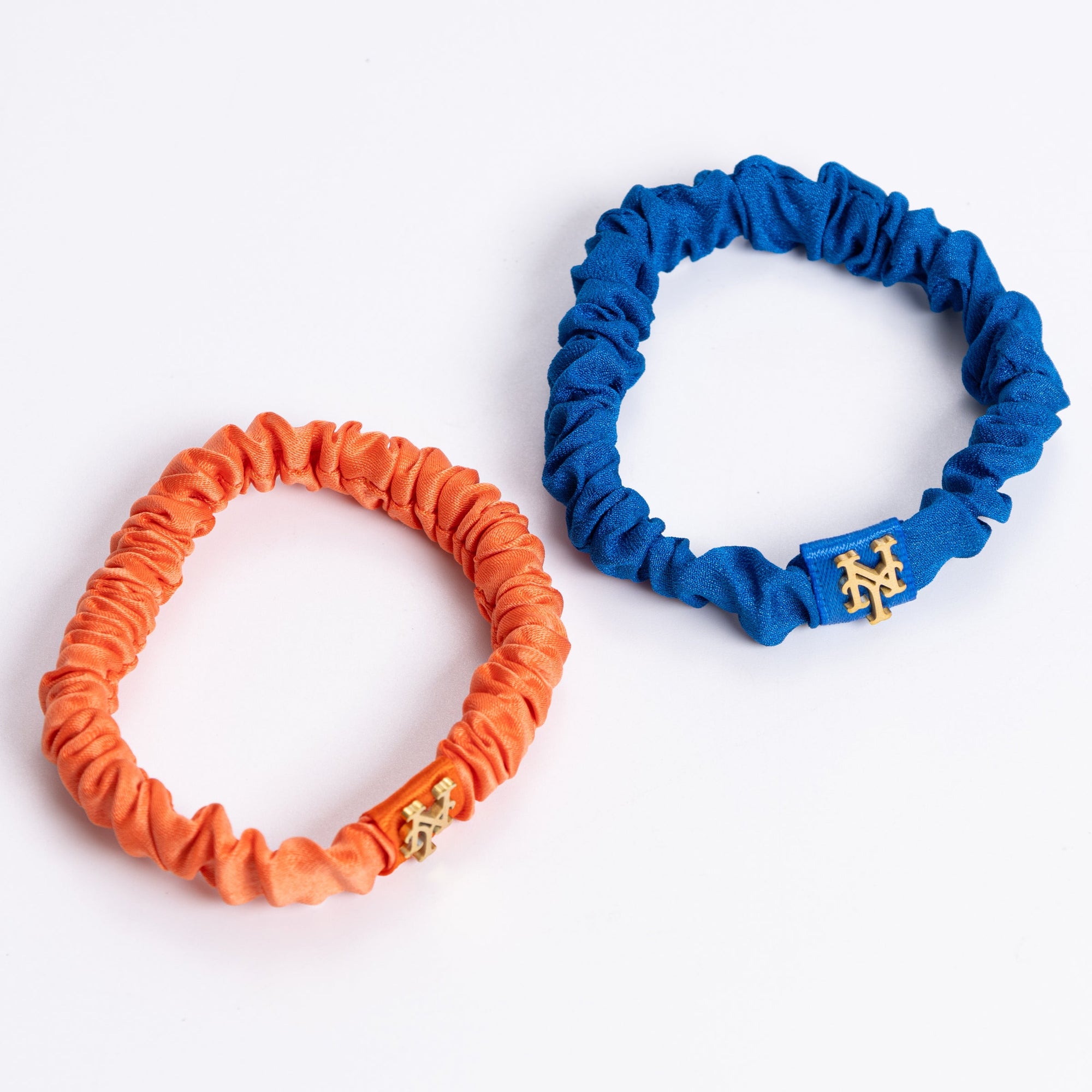 Bijoux Sport by Luv Aj MLB Mini Silk Scrunchie Set with Logo | New York Mets