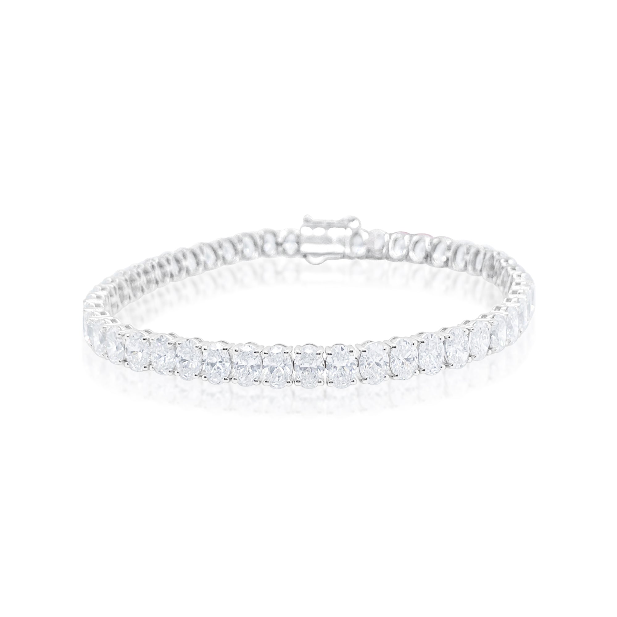 13 Cts Ct Oval Lab Grown Diamond Tennis Bracelet | Silver