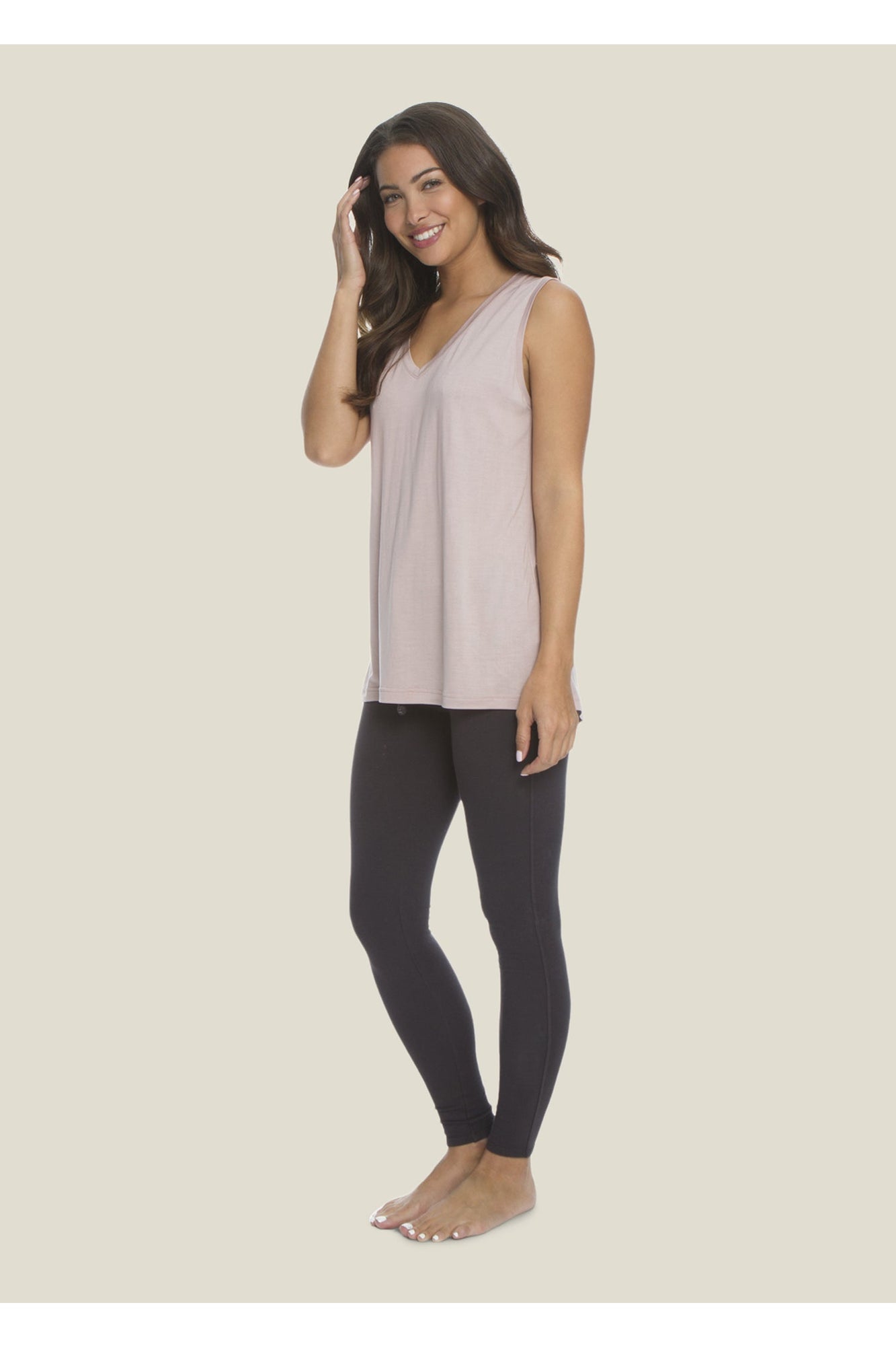 Womens | Sleeveless Modal V-Neck | Faded Rose