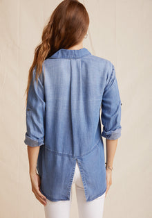 Split Back Button Down - Medium Ombre Wash