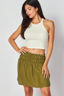 Elastic Shirred Skirt | Jungle Green