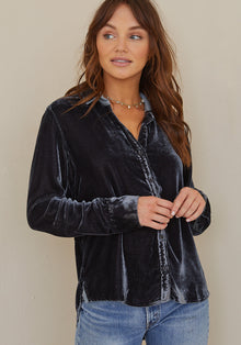 Contrast Halle Velvet Shirt - Glacier