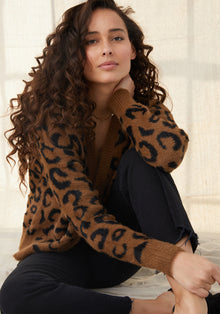 Sweater Cardigan - Golden Topaz Animal Print